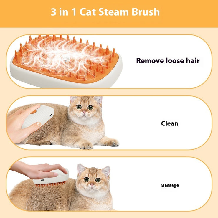 USB Rechargeable Pet Steam Brush & Massage Comb