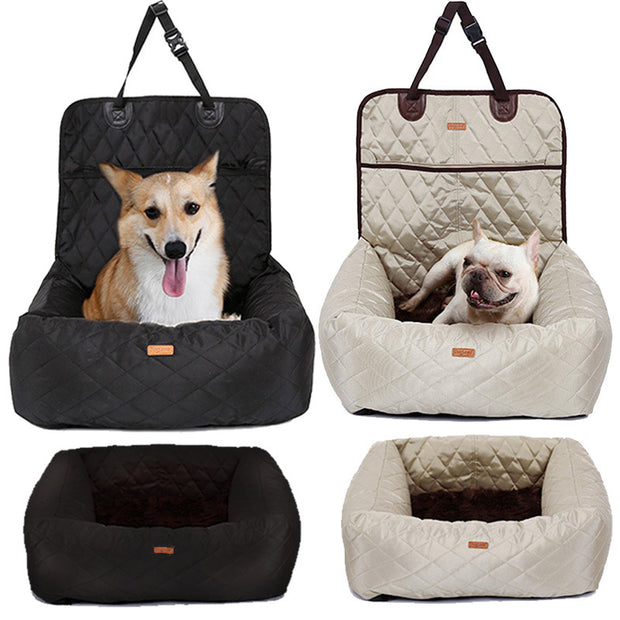 2-in-1 Dog Car Seat & Travel Bed – Foldable & Padded