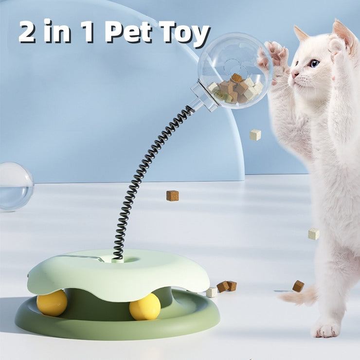 Interactive Cat Toys 2-in-1 Spring Turntable Ball Kit