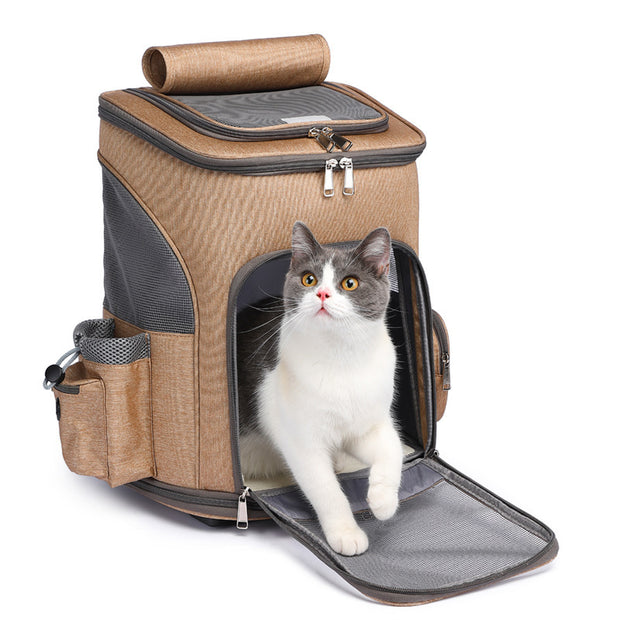 Portable Pet Carrier Backpack with Wheels for Travel