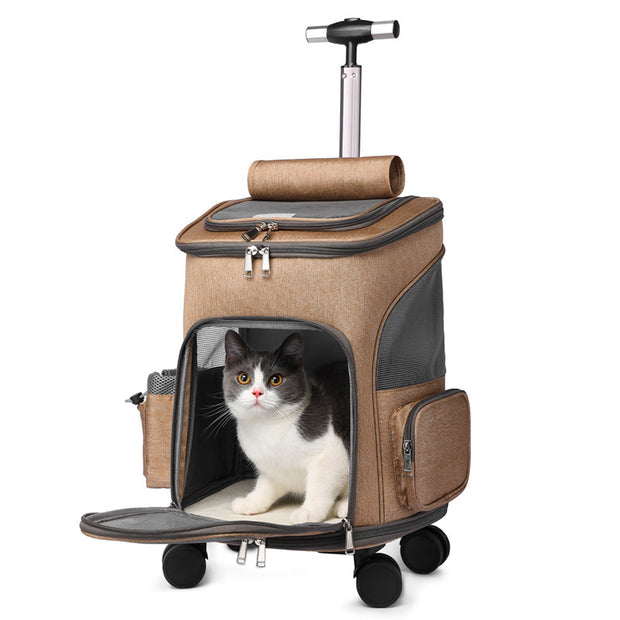 Portable Pet Carrier Backpack with Wheels for Travel