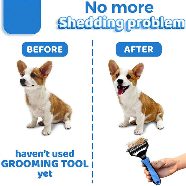 Pet Grooming Brush for Shedding & Undercoat Removal