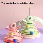 4-Level Cat Toy Tower with Roller Balls - Interactive Puzzle Pet Toy