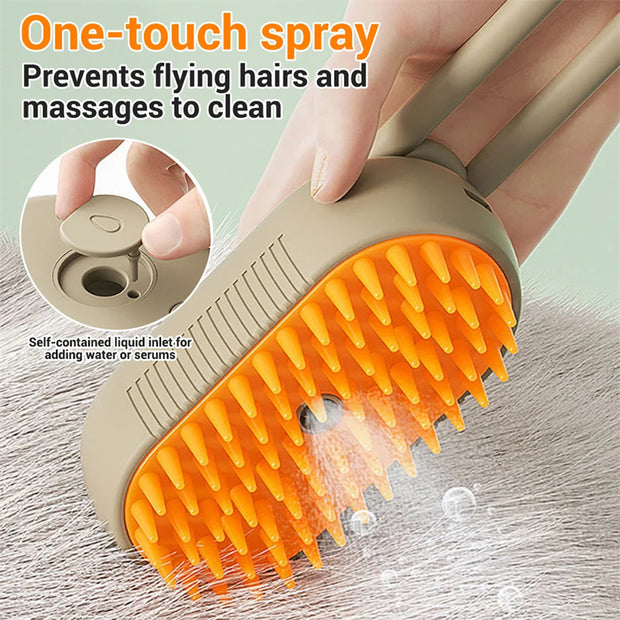 3-in-1 Cat & Dog Steam Brush for Pet Grooming & Hair Removal