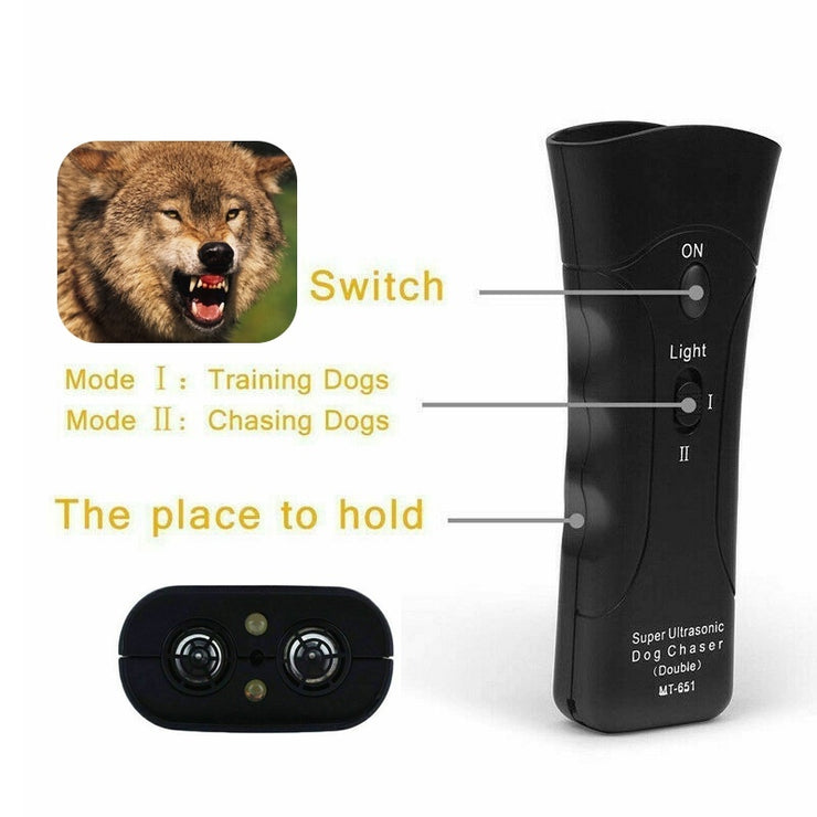 3-in-1 Ultrasonic Anti-Bark Dog Trainer with LED Light