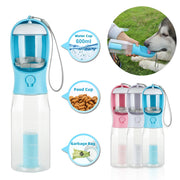 3-in-1 Leak-Proof Pet Water Bottle with Feeder & Waste Bag