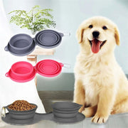 Rubber Foldable Double Bowl Pet Feeding Bowl Pets Supplies Dog Cat Bowls