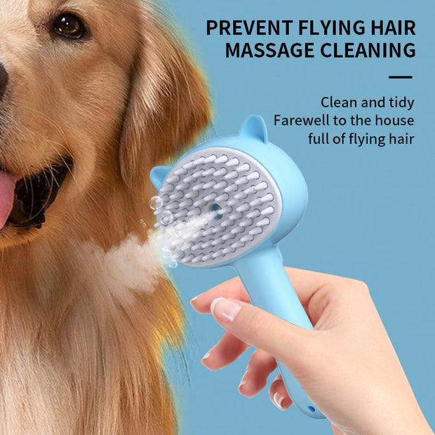 Rechargeable Pet Grooming Brush for Dogs & Cats - Self-Cleaning Deshedding Rake Comb