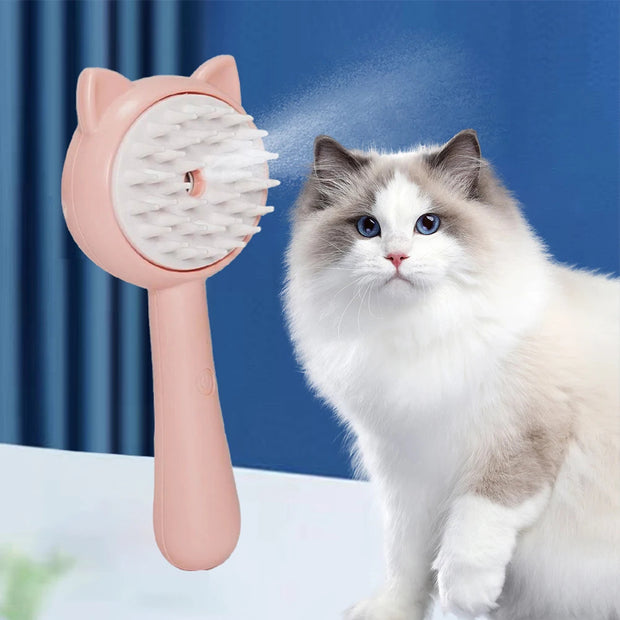 Rechargeable Pet Grooming Brush for Dogs & Cats - Self-Cleaning Deshedding Rake Comb