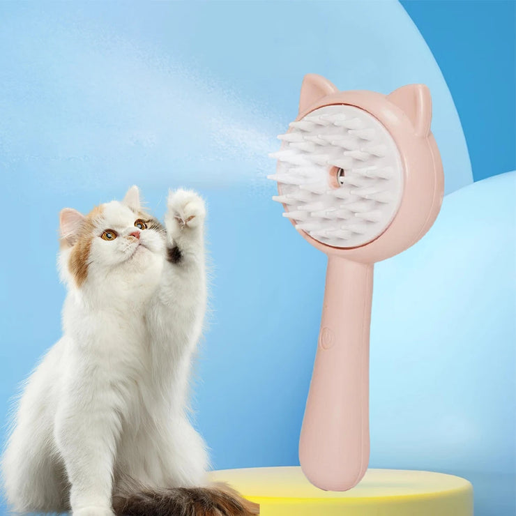 Rechargeable Pet Grooming Brush for Dogs & Cats - Self-Cleaning Deshedding Rake Comb