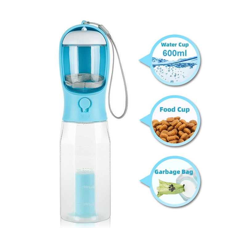 3-in-1 Leak-Proof Pet Water Bottle with Feeder & Waste Bag