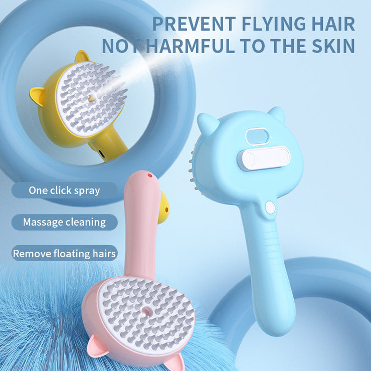 Rechargeable Pet Grooming Brush for Dogs & Cats - Self-Cleaning Deshedding Rake Comb